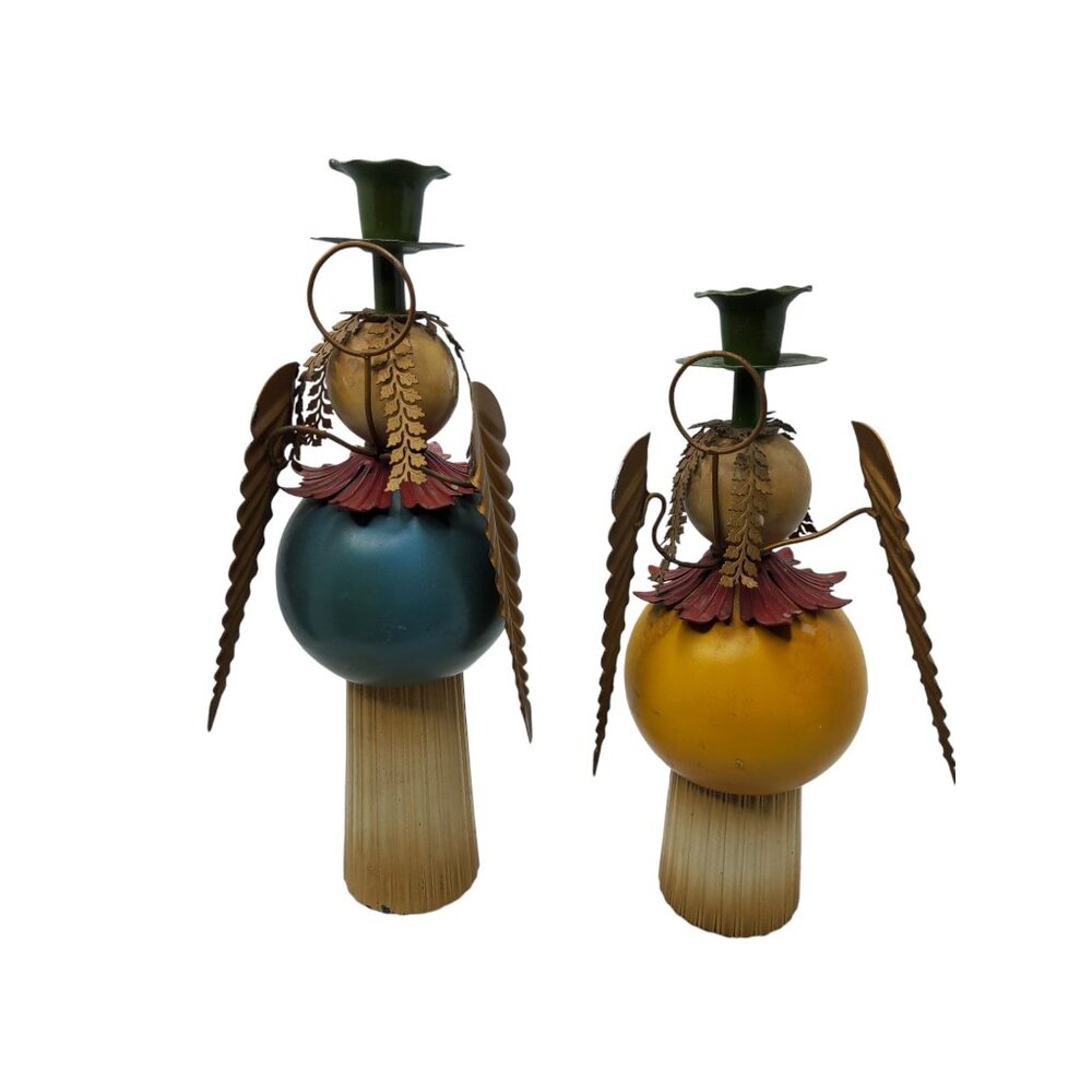 Vintage hand made Metal Angel Candle Holders